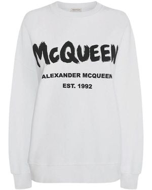 McQueen Graffiti Print Sweatshirt - White