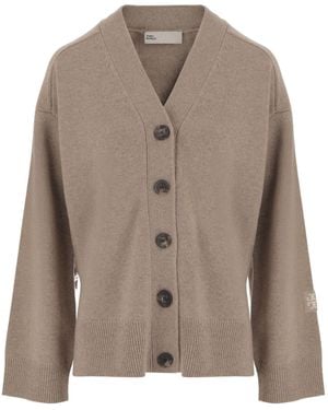 Tory Burch V-Neck Cardigan - Brown