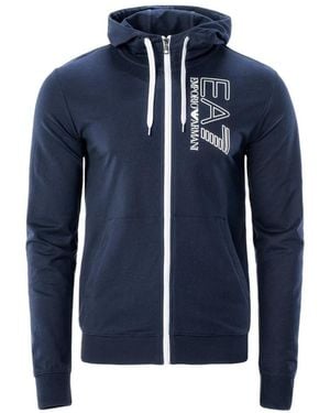 EA7 Logo Hooded Casual Jacket - Blue
