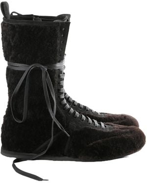 Ann Demeulemeester Fides Soft High Top Boxing Trainers - Black