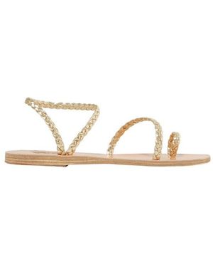 Ancient Greek Sandals Eleftheria Braided Metallic Leather Sandals