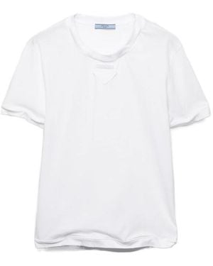 Prada Short Sleeved Crewneck T-Shirt - White