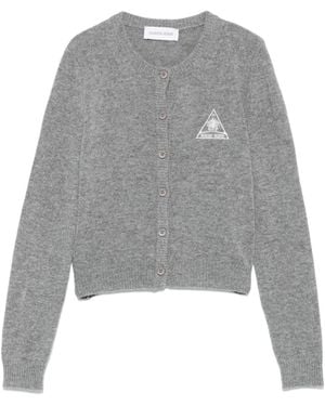 Marine Serre Logo-Embroidered Cardigan - Gray