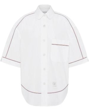 Thom Browne Striped Trim Poplin Shirt - White