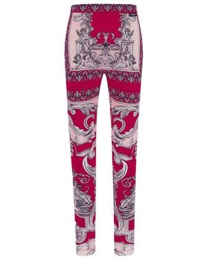 Versace Baroque Printed High Waist Leggings - Red
