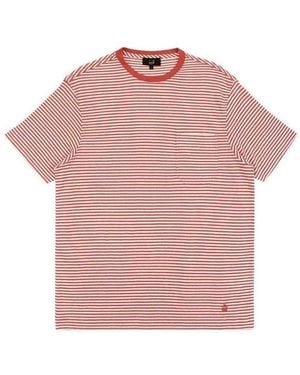 dunhill Round Collar Striped T-Shirt - Pink