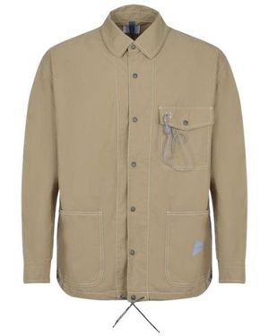 and wander Cordura Logo Printed Overshirt - Natural