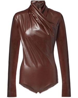 Mugler Draped Bodysuit - Brown