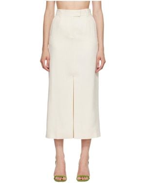 Anine Bing Meredith Front-Slit Midi Skirt - Natural