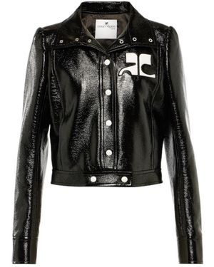 Courreges Reedition Cropped Vinyl Jacket - Black