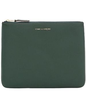 Comme des Garçons Comme Des Garçons Wallet Logo Printed Zipped Pouch - Green