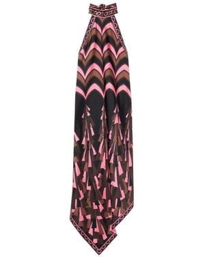 PUCCI Baiadera Print Halterneck Silk Dress - Red