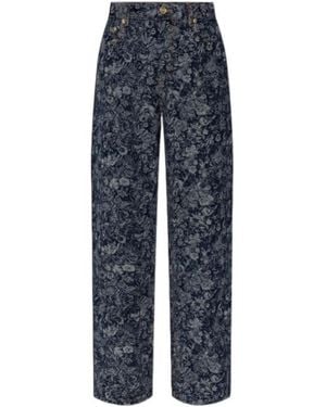 Ganni Floral-Pattern Jeans - Blue