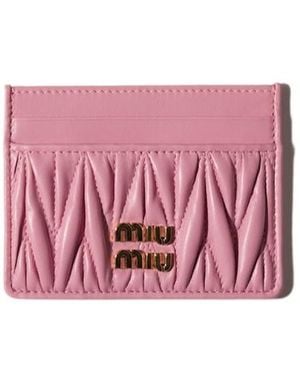 Miu Miu Matelassé Nappa Leather Card Holder - Pink