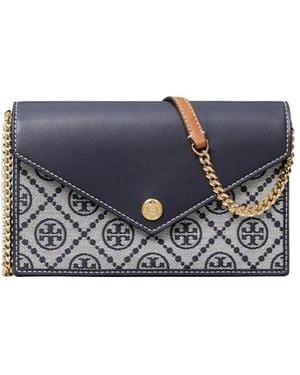Tory Burch T Monogram Envelope Chained Wallet - Blue