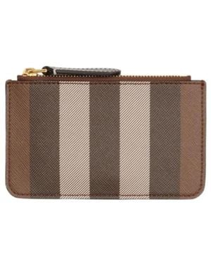 Burberry Striped Zipped Wallet - Brown