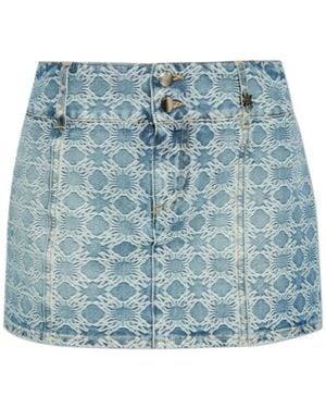 Amiri Patterned Denim Skirt - Blue