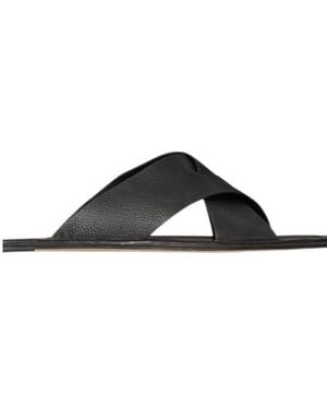 The Row Malick Crossed-Strap Sandals - Black