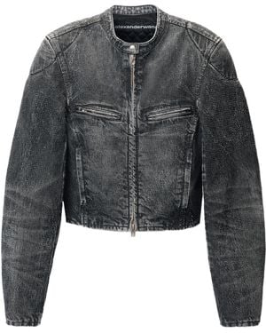 Alexander Wang Transparent Crystal Pressed Motorcycle Jacket - Grey