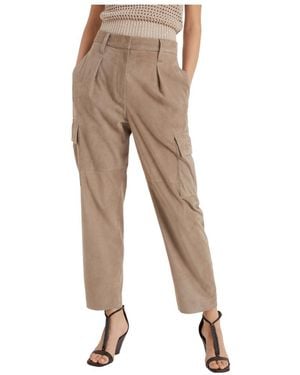Brunello Cucinelli High-Waist Straight-Leg Trousers - Natural