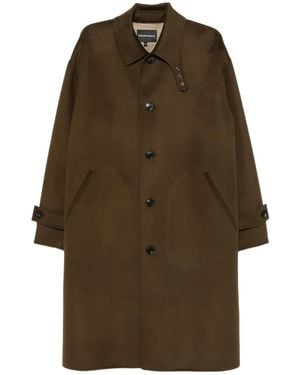 Emporio Armani Button-Up Collared Single Breasted Coat - Green