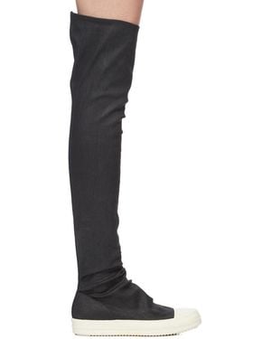 Rick Owens High Sock Denim Boots - Black