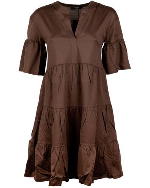 Weekend by Maxmara Tiered Ruffled Mini Dress - Brown