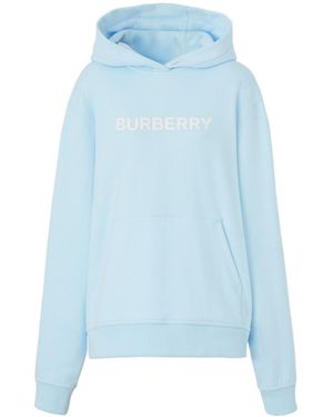 Burberry Logo-Print Cotton Hoodie - Blue