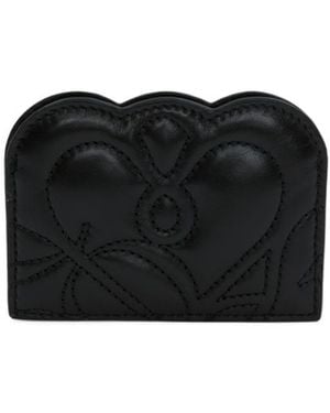McQueen Logo Embroidered Quilted Card Holder - Black