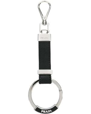 Prada Saffiano Leather Keychain - White