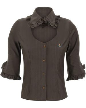 Vivienne Westwood Ruffle Detailed Short-Sleeved Shirt - Grey