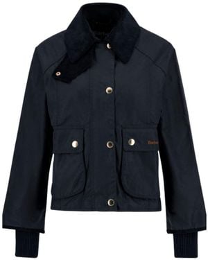 Barbour Cropped Beadnell Waxed Jacket - Blue