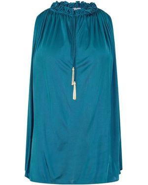 Balmain Solid Color Sleeveless Pullover Top - Blue