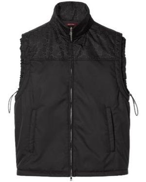Gucci Monogramme Paneled Zip-Up Vest - Black