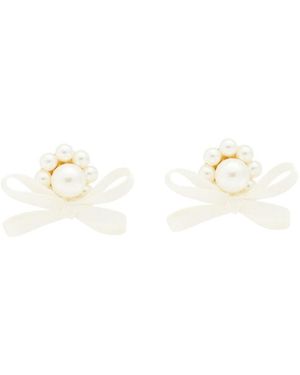Simone Rocha Petite Bow Crystal-Embellished Stud Earrings - White