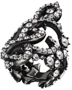 Gucci Gg Marmont Crystal Wide Ring - White