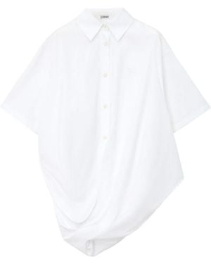 Loewe Short-Sleeved Draped Cotton Shirt - White