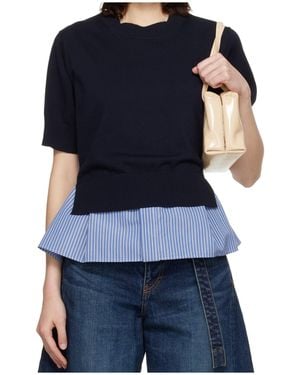Sacai Short-Sleeved Patchwork Knitwear - Blue