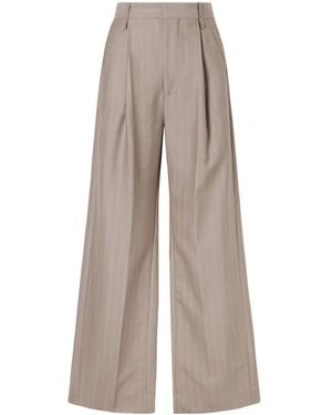 Victoria Beckham Pleated Wool Wide-Leg Trousers - Grey