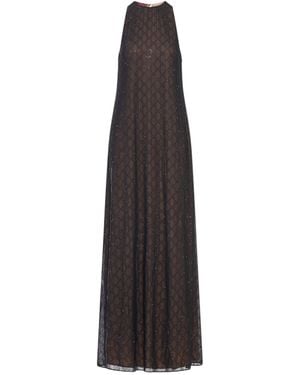 Gucci Gg Monogram Silk Georgette Dress - Multicolor