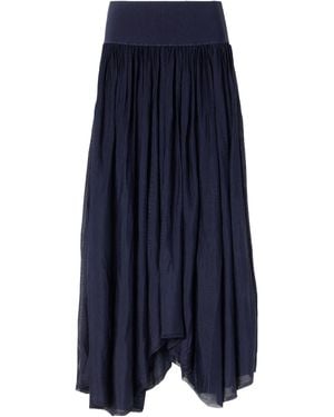 Maria McManus Asymmetrical Plissé Midi Skirt - Blue