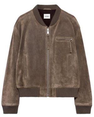 Arma Cropped Suede Bomber Jacket - Brown