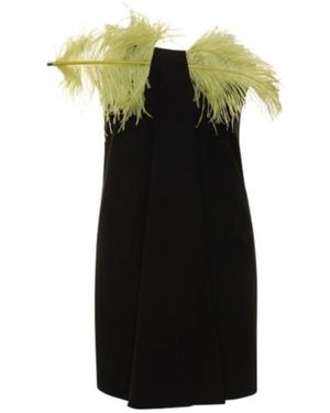 16Arlington Mirai Crepe Mini Dress W/Feathers - Black