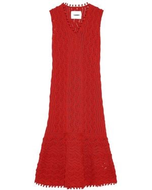 Jil Sander V-Neck Sleeveless Knitted Dress - Red