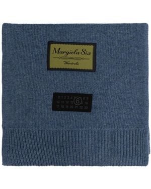 MM6 by Maison Margiela Logo Patch Knitted Scarf - Blue