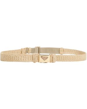 Prada Enamel-Logo Clasp Fastened Belt - Natural