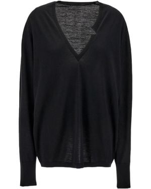 Quira V-Neck Ribbed Jumper - Black