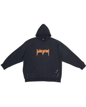 Balenciaga Felpa Con Cappuccio Metal Hoodie Oversized Da Uomo - Blue