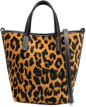 Stella McCartney Leopard-Jacquard Bucket Bag - Metallic