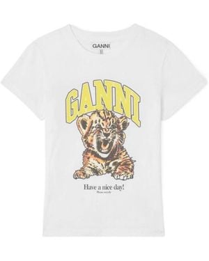 Ganni Tiger Graphic Baby Fit T-Shirt - White